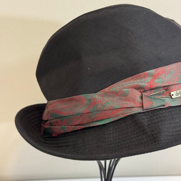 De Lux Fedora Hat Womens M/L Black Cotton Formal Retro Fashion Outdoor Mobwife - Picture 3 of 9